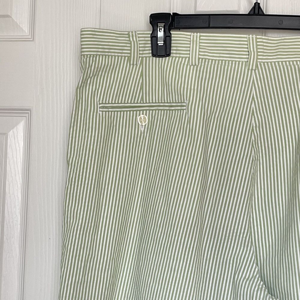 JoS A Bank Stay Cool Seersucker Shorts Green White Stripe Mens 40 - Picture 13 of 16